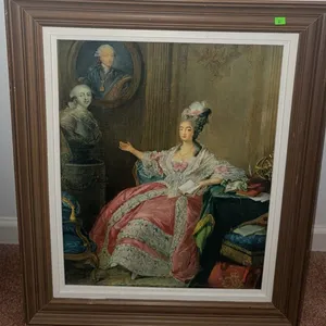 Framed Print of 18th Century Style Portrait in Wood Frame