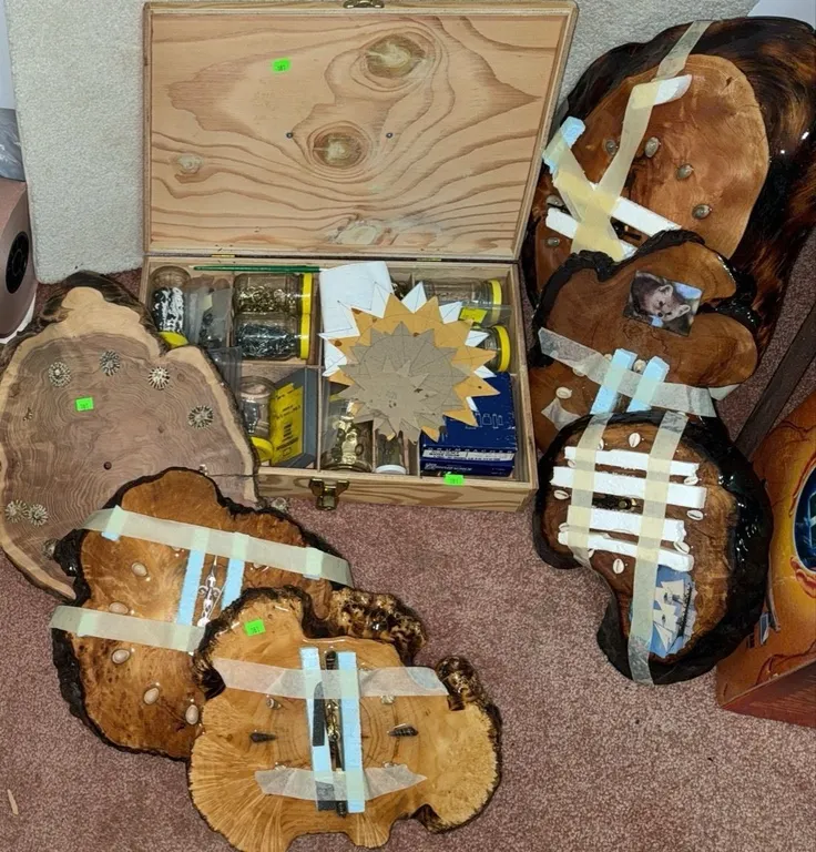 Wood Slabs and Hardware Organizer Box Lot