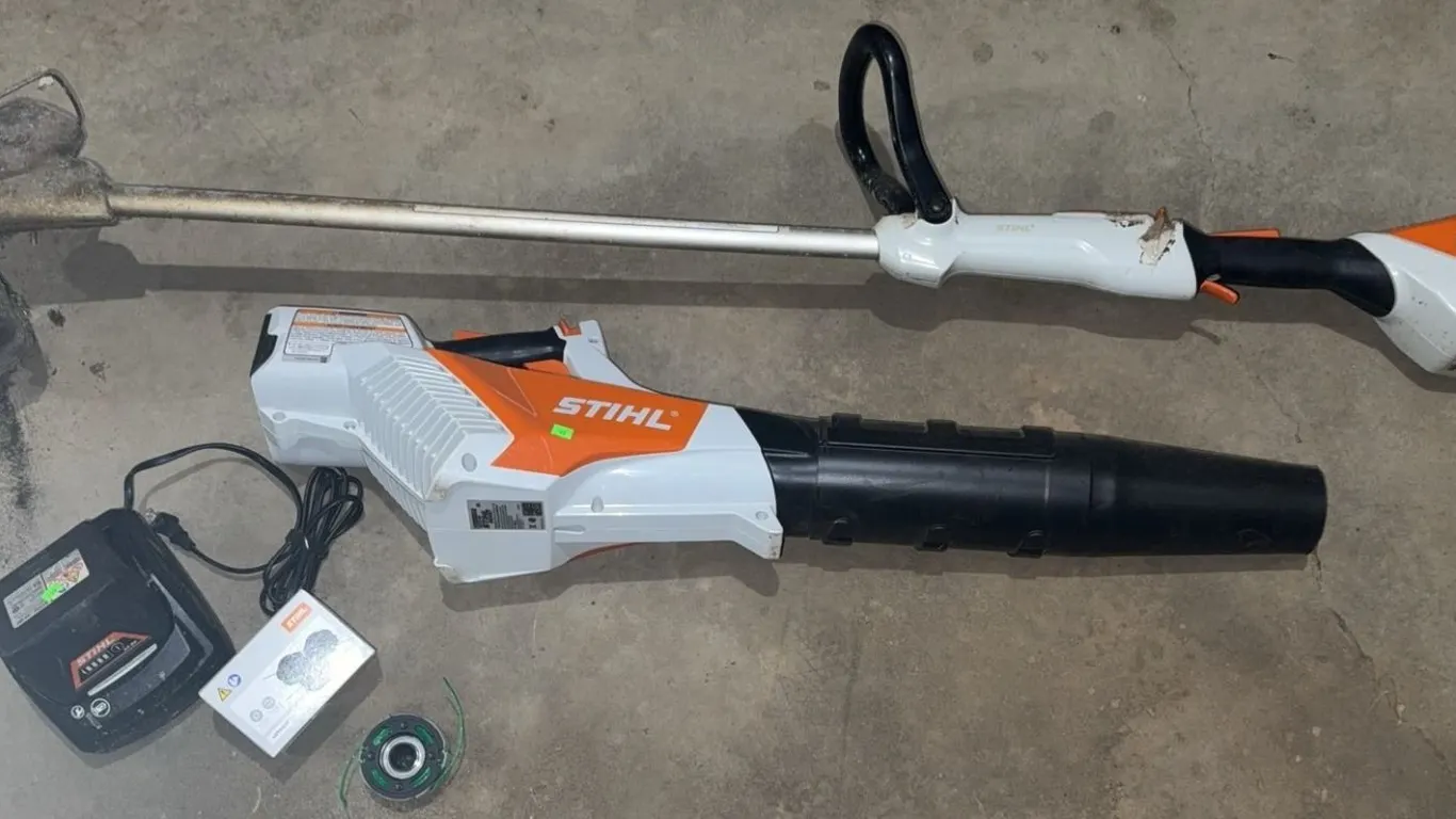 Stihl FSA 57 Cordless String Trimmer and BGA 57 Blower Set with Charger and Accessories