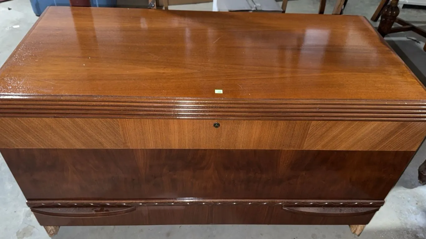 Honderich Cedar Chest with Internal Stamp and Moth Insurance Label