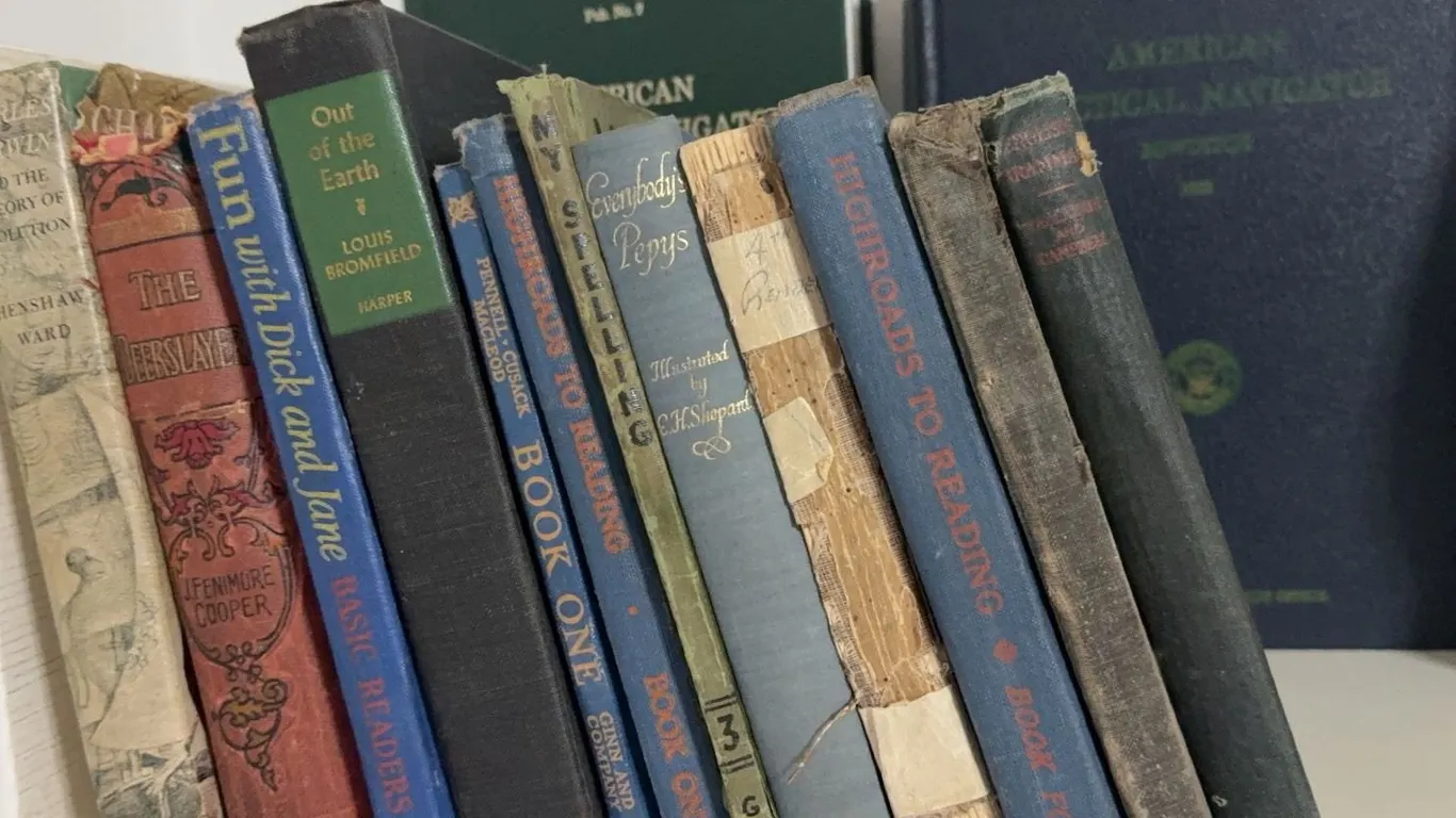 Old Books Including Elementary English Grammar and American Practical Navigator