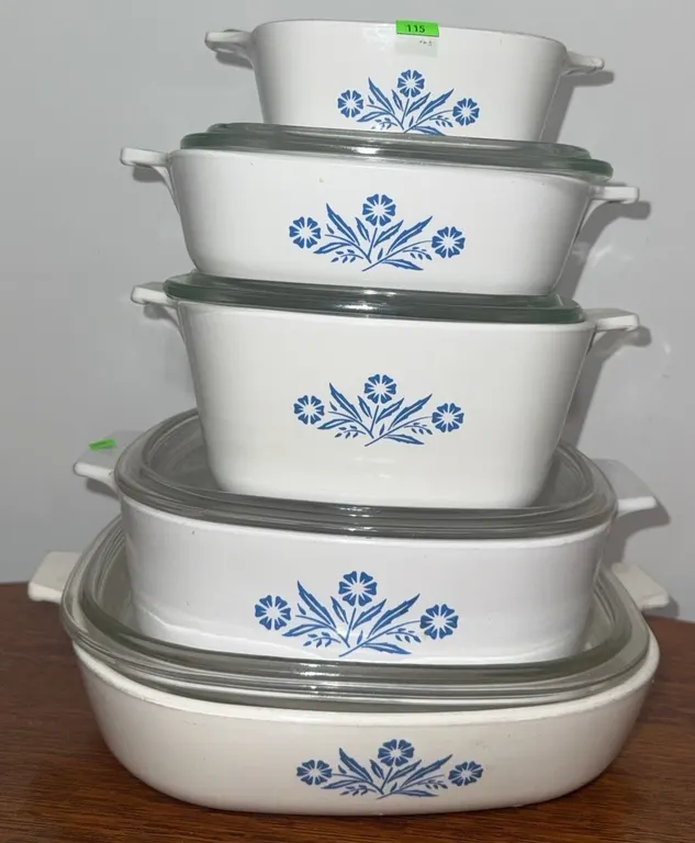 CorningWare Blue Cornflower Baking Dish Set with Glass Lids, Five Pieces