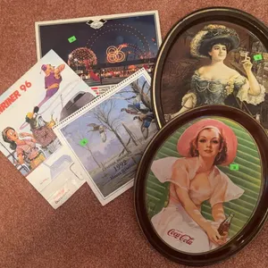 Coca-Cola and Pepsi-Cola Metal Trays with Calendars Lot