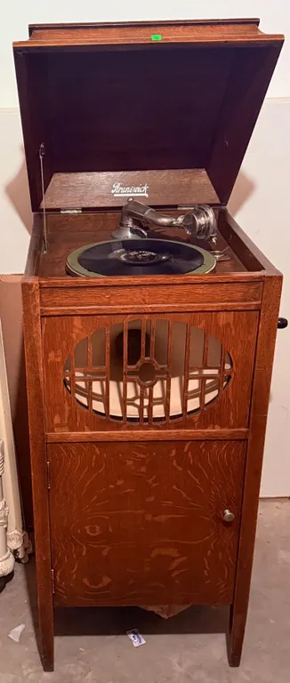 Brunswick Floor Model Wind-Up Phonograph with Cabinet