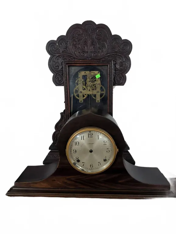 Ingraham Mantel and Steeple Wooden Clocks with Exposed Clockwork Movements
