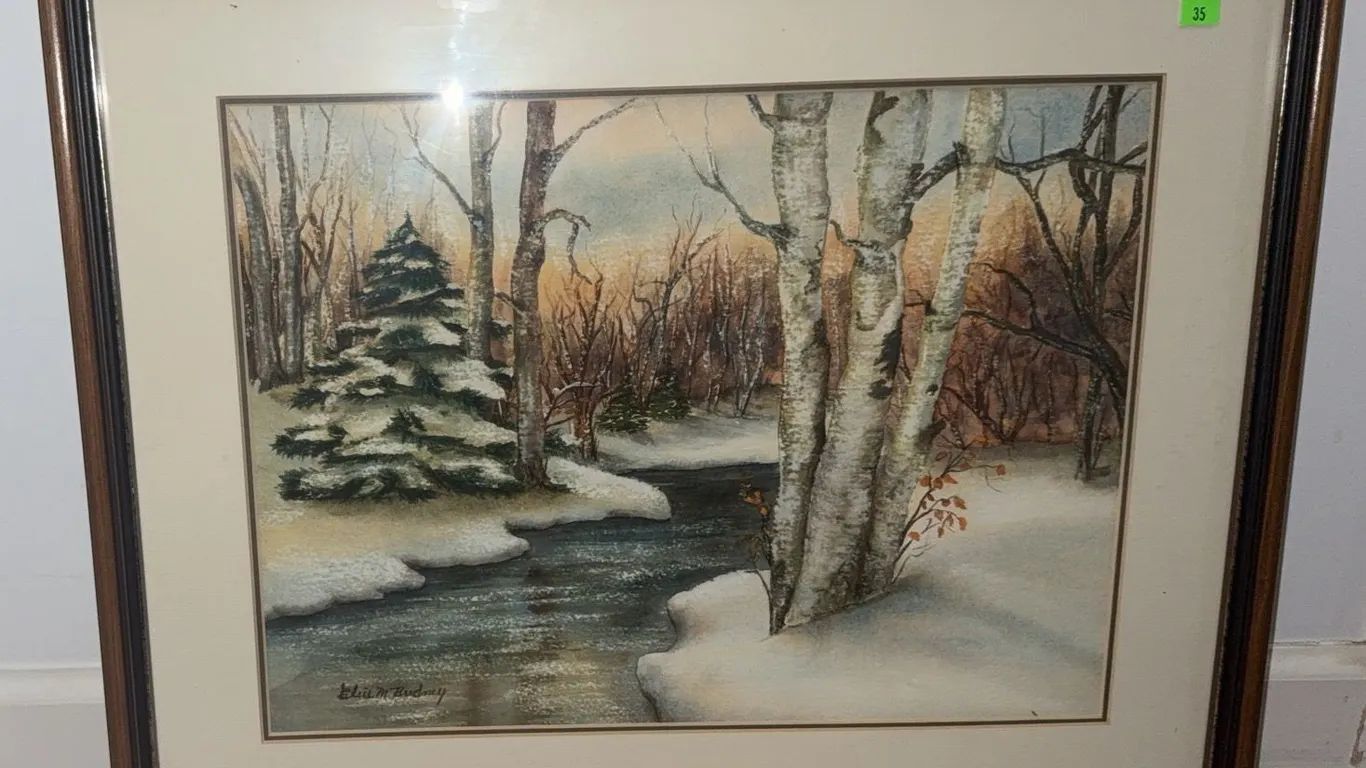 Eddie M. Budney Framed Winter Landscape Watercolour