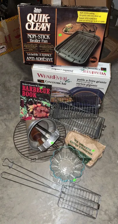 Brand New WearEver Frying Pan, Quik-Clean Broiler Pan, and Barbecue Accessories Assortment