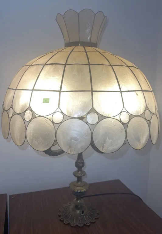Brass Table Lamp with Capiz Shell Shade