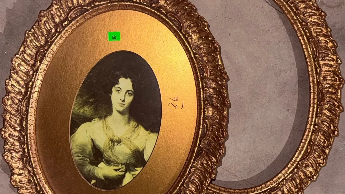 Ornate Oval Gold-Tone Picture Frames with Portrait Print