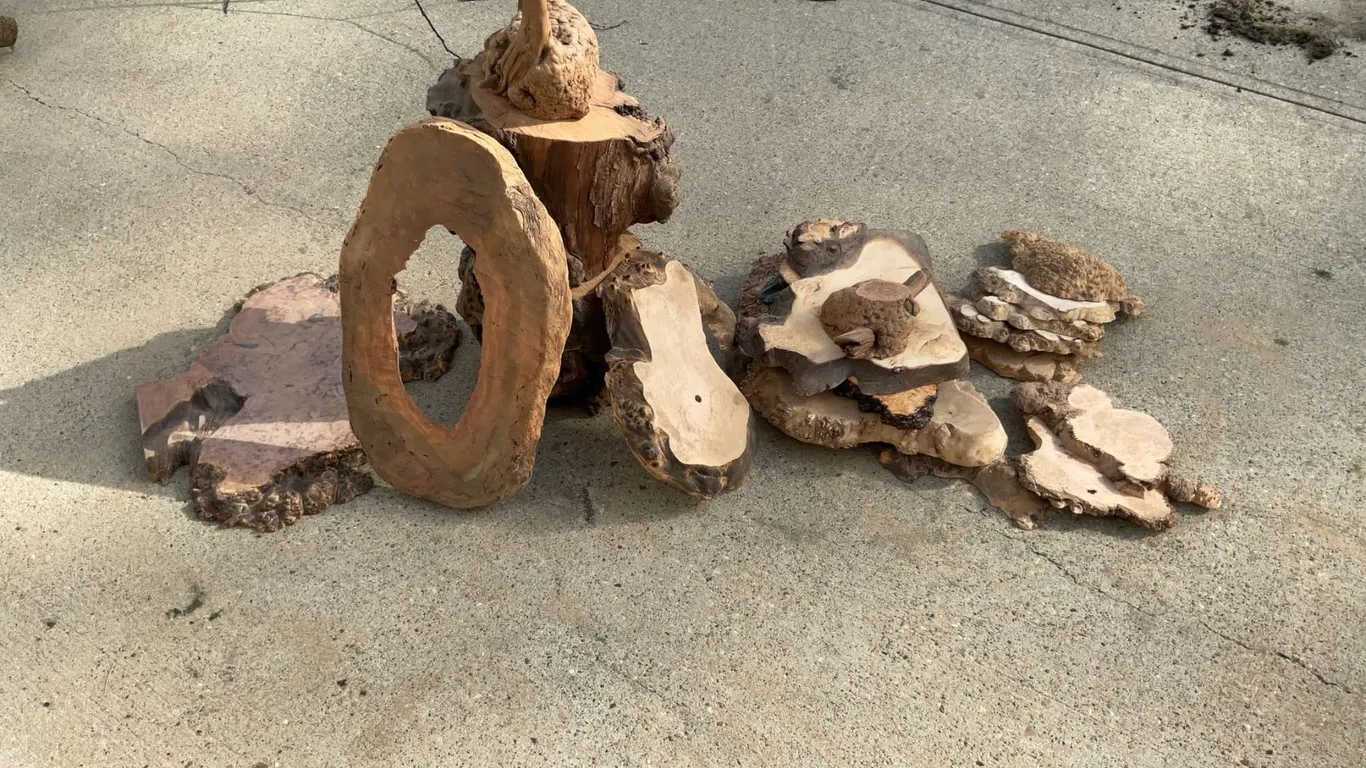Live-Edge Slabs, Burl Pieces, and Character Wood Cuts