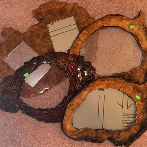4 Live Edge Burl Wood Mirror and Picture Frames