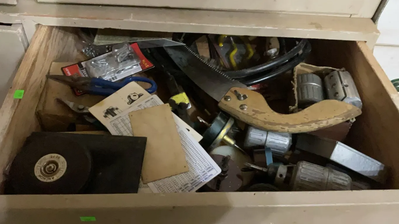 Surprise Drawer of Woodshop Hand Tools and Hardware