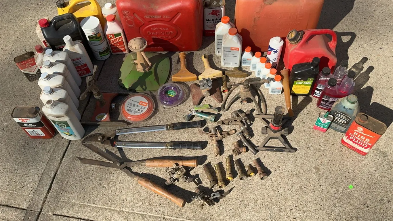Gas Cans, Oils, Garden Tools, and Lawn Care Items