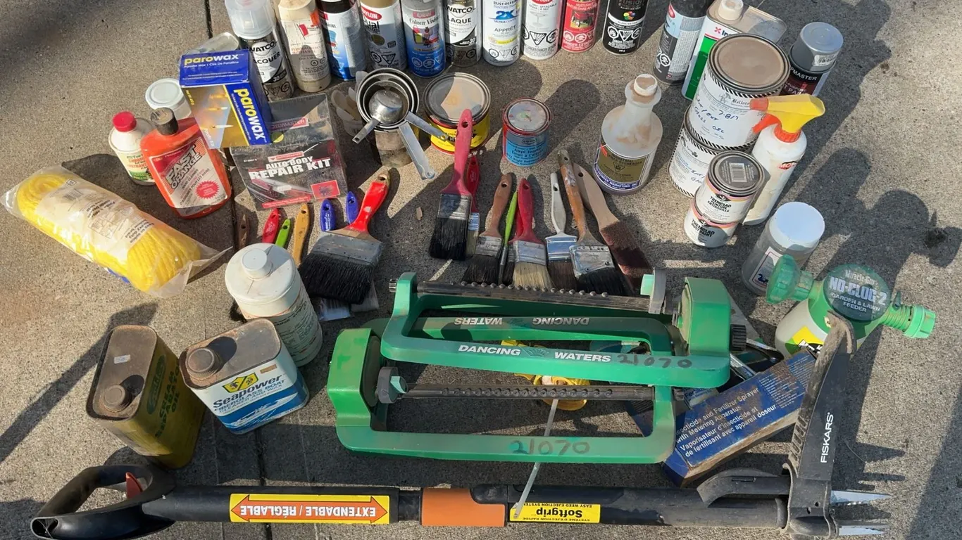 Spray Paint, Hand Tools, Paint Brushes and Lawn Sprinklers