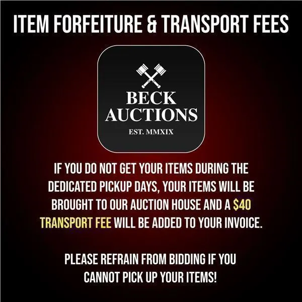 Item Forfeiture & Transport, Shipping, Delivery Fees & Conditions