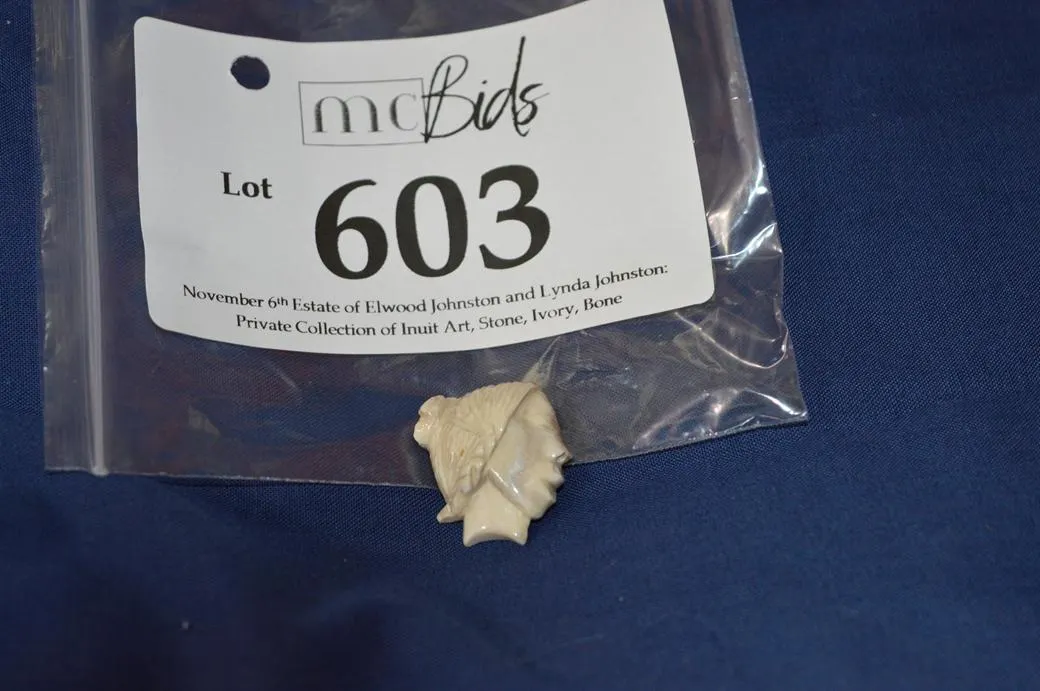 Caribou Bone Carved Profile Of An Inuit Women