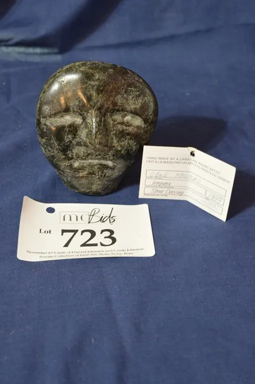 An Iroquois Face Carved In Soapstone.