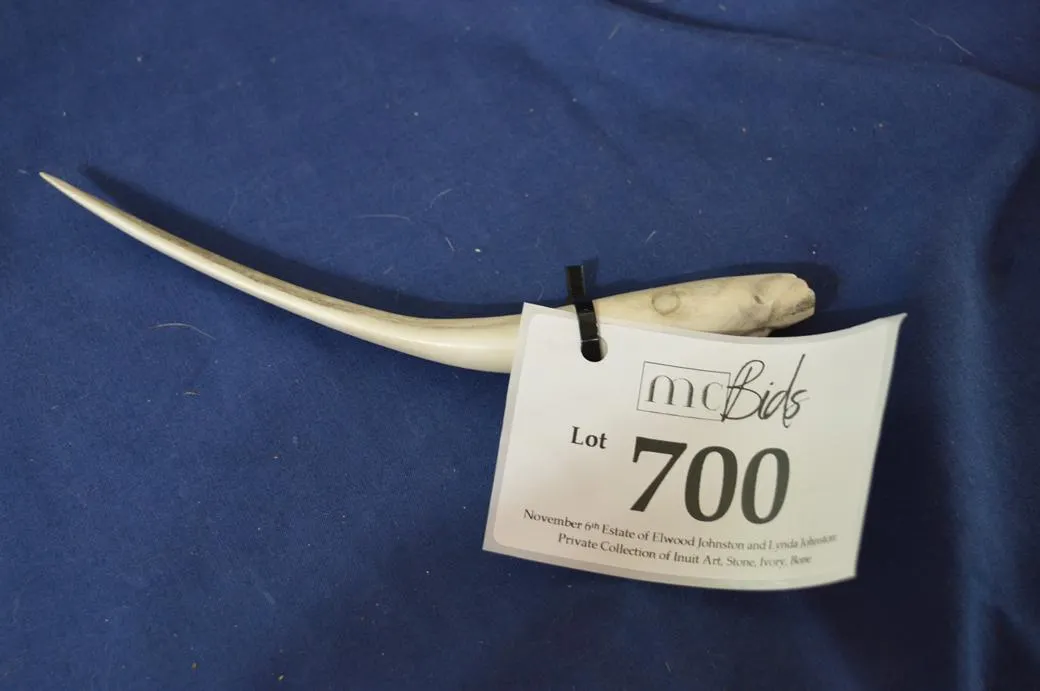 Letter Opener With A Carved Polar Bear Head.