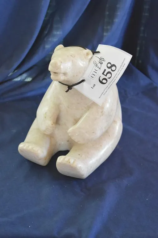 Large White Polar Bear Sitting On Its Haunches.