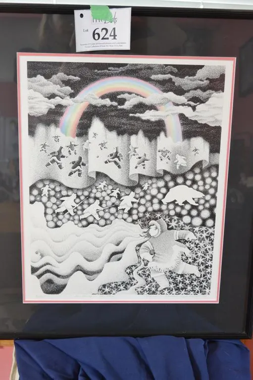 "The Things In The Sky" Black And White With A Coloured Rainbow.