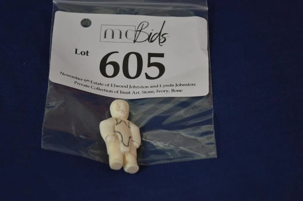 Ivory Inuit Man In Traditional Coat. Older Style Of Carving.