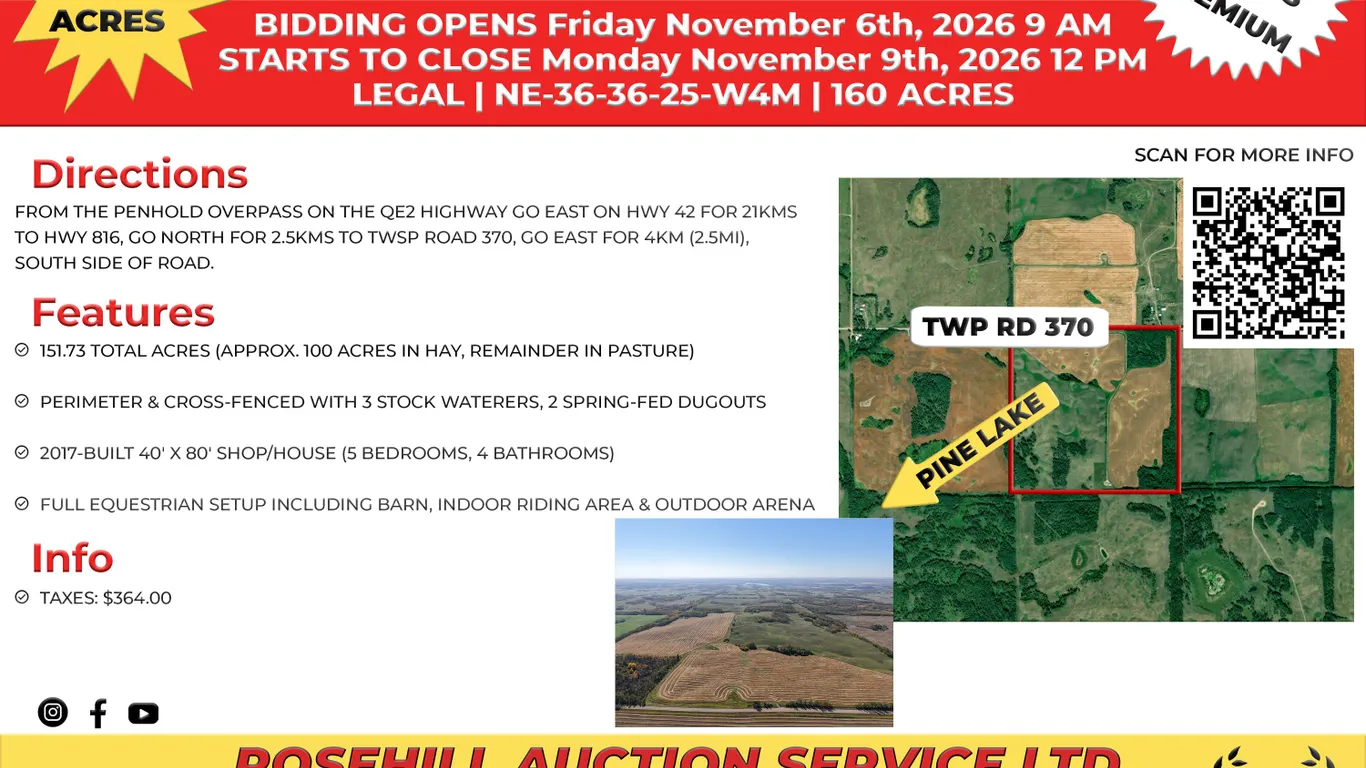 Cooper Land Auction - NE 36 36 25 W4M - 160 acres