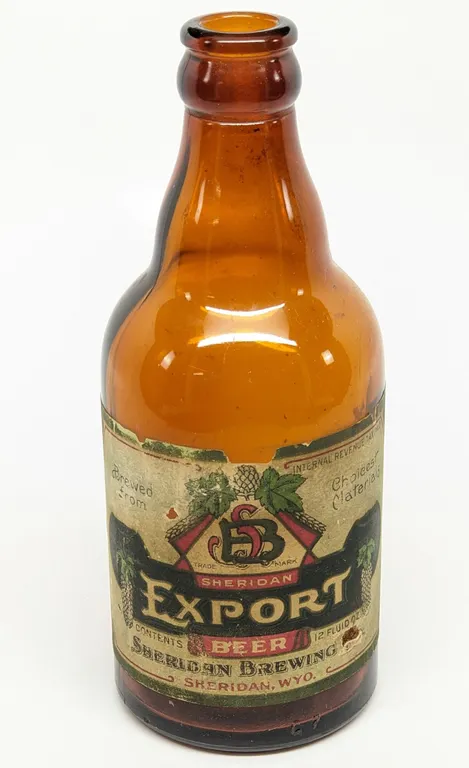 IRTP 12 OZ PAPER LABEL STEINIE BOTTLE SHERIDAN EXPORT BEER WYOMING