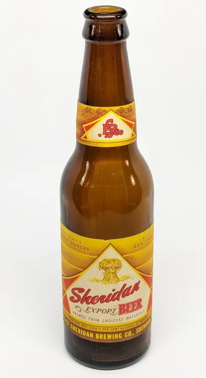 IRTP 12 OZ PAPER LABEL BOTTLE SHERIDAN EXPORT BEER WYOMING