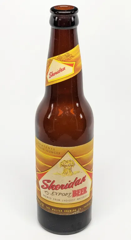 12 OZ PAPER LABEL BOTTLE SHERIDAN EXPORT BEER WALTER BREWING PUEBLO COLORADO