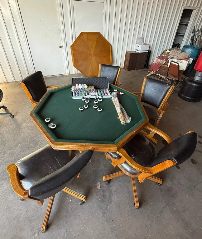 Poker and Bumper Pool Table and (5) Chairs