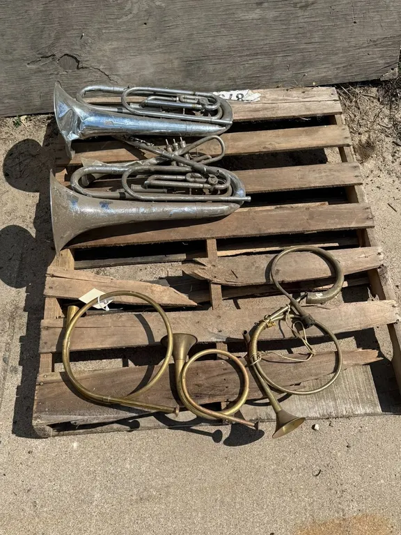 (5) Brass Musical Instruments for Display
