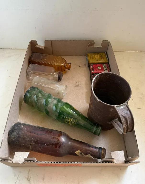 (10) Vintage Glass Bottles and Cans