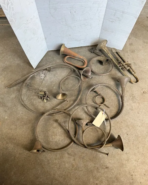 (9) Brass Musical Instruments for Display
