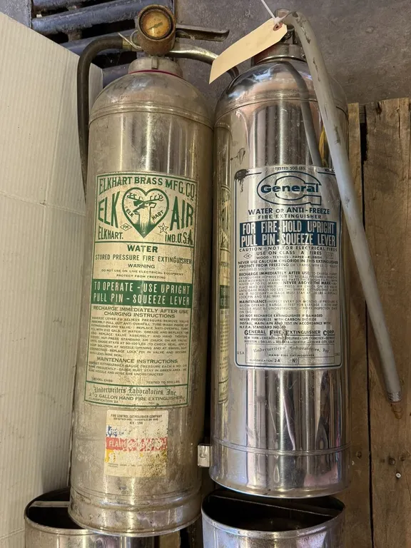 (2) Vintage Stainless Steel Fire Extinguisher