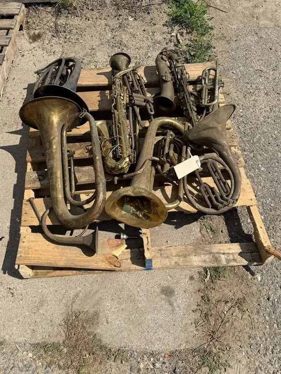 (9) Brass Musical Instruments for Display