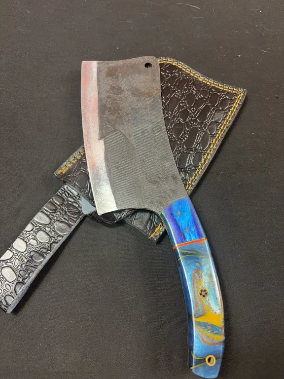 Handmade Carbon Steel Cleaver with Leather Sheath