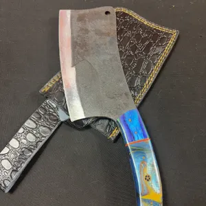 Handmade Carbon Steel Cleaver with Leather Sheath