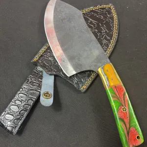 Handmade Carbon Steel Cleaver with Leather Sheath