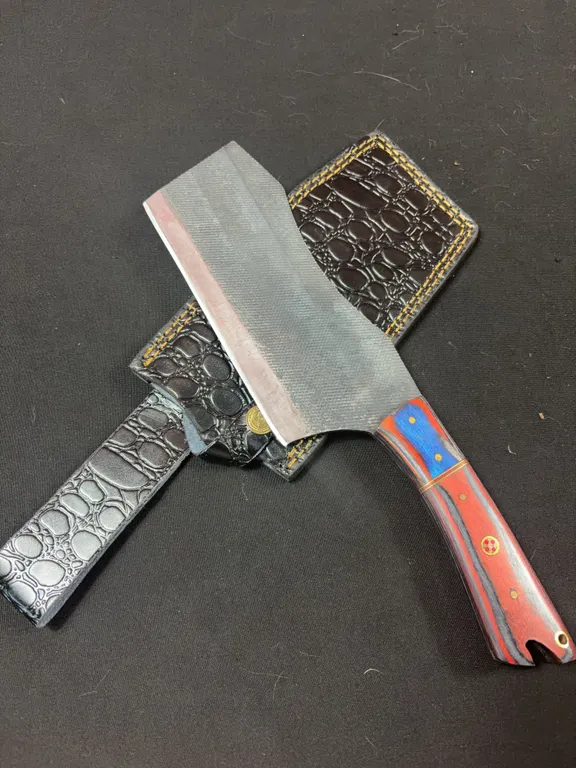 Handmade Carbon Steel Cleaver with Leather Sheath