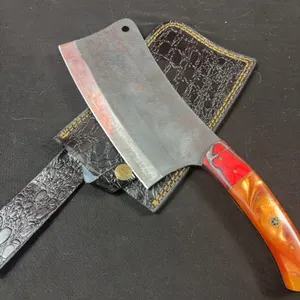 Handmade Carbon Steel Cleaver with Leather Sheath