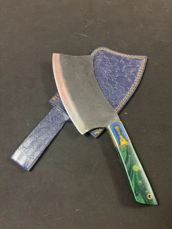 Handmade Carbon Steel Cleaver with Leather Sheath