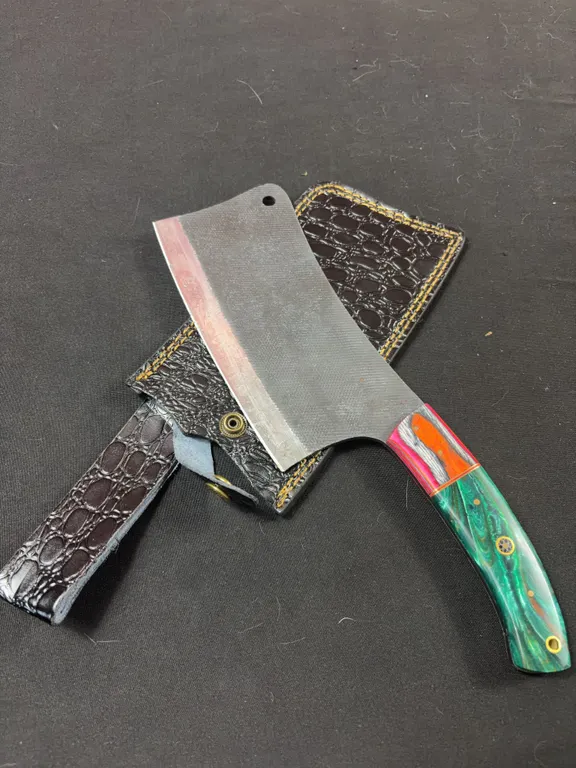 Handmade Carbon Steel Cleaver with Leather Sheath