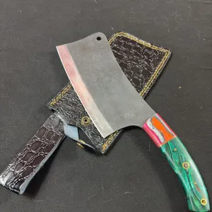 Handmade Carbon Steel Cleaver with Leather Sheath