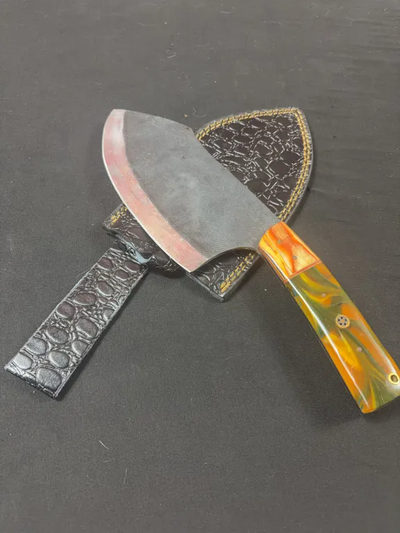 Handmade Carbon Steel Cleaver with Leather Sheath