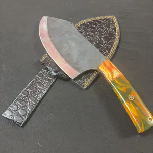 Handmade Carbon Steel Cleaver with Leather Sheath