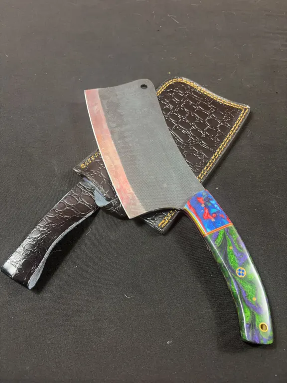 Handmade Carbon Steel Cleaver with Leather Sheath