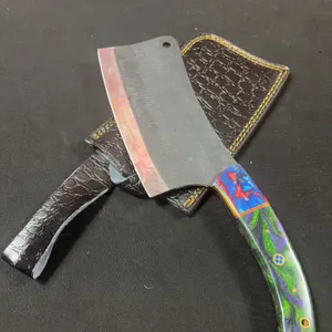Handmade Carbon Steel Cleaver with Leather Sheath