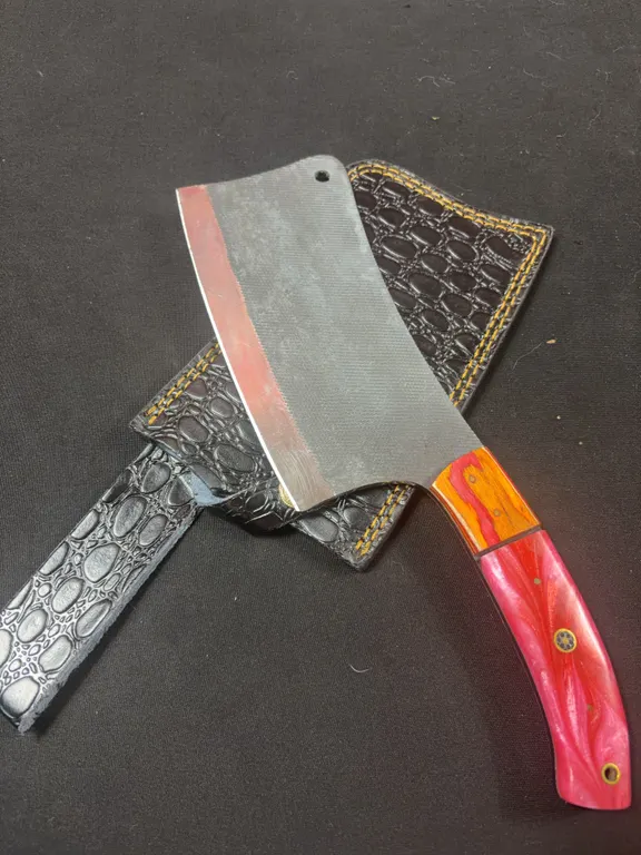 Handmade Carbon Steel Cleaver with Leather Sheath