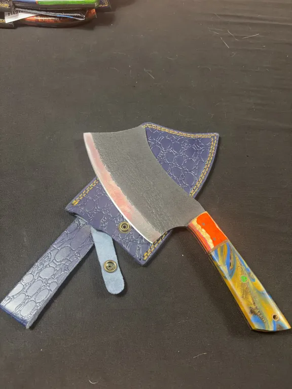 Handmade Carbon Steel Cleaver with Leather Sheath
