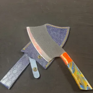 Handmade Carbon Steel Cleaver with Leather Sheath